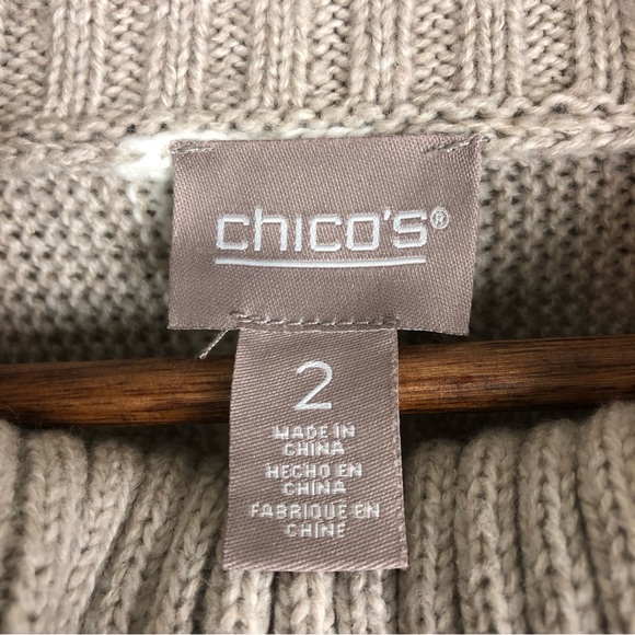 Chico’s Cowl Neck Sweater with Fringe Size 2 - Picture 2 of 7